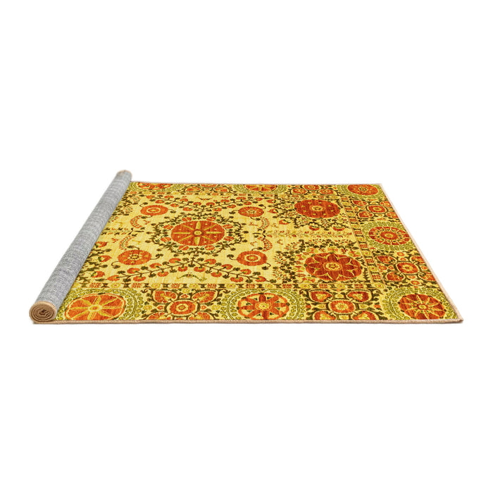 Sideview of Machine Washable Abstract Yellow Modern Rug, wshabs4028yw