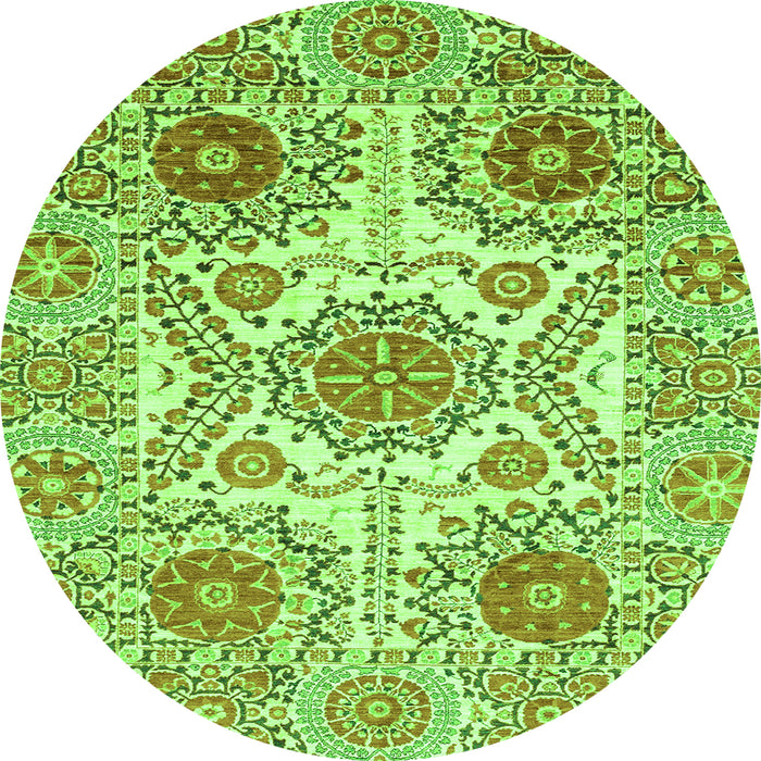 Round Abstract Green Modern Rug, abs4028grn