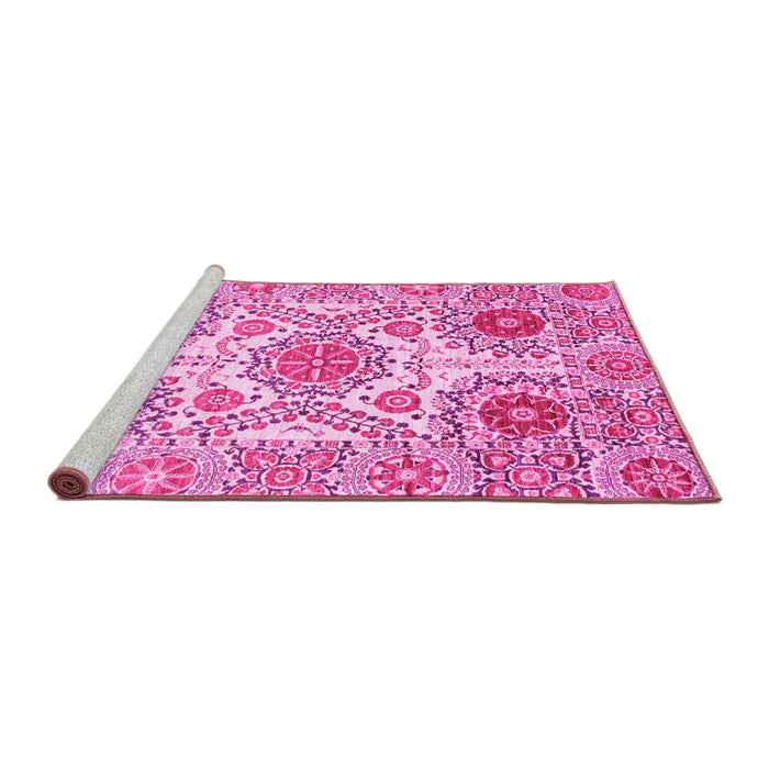 Sideview of Machine Washable Abstract Pink Modern Rug, wshabs4028pnk