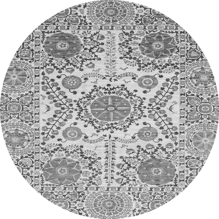 Round Abstract Gray Modern Rug, abs4028gry