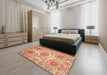 Abstract Mustard Yellow Modern Rug in a Bedroom, abs4028