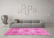 Machine Washable Abstract Pink Modern Rug in a Living Room, wshabs4028pnk