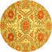 Round Machine Washable Abstract Yellow Modern Rug, wshabs4028yw