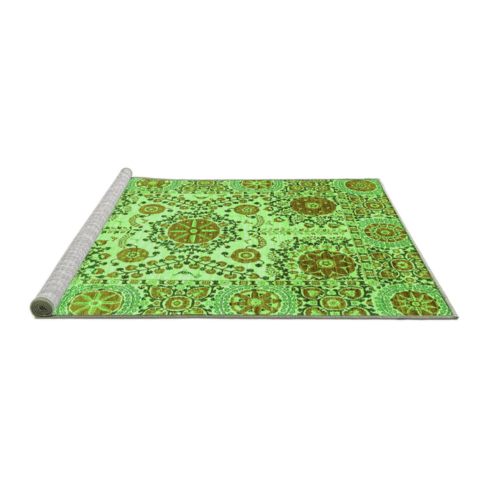 Sideview of Machine Washable Abstract Green Modern Area Rugs, wshabs4028grn