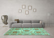 Machine Washable Abstract Turquoise Modern Area Rugs in a Living Room,, wshabs4028turq