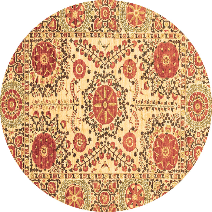 Round Abstract Brown Modern Rug, abs4028brn