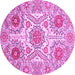 Round Machine Washable Abstract Purple Modern Area Rugs, wshabs4028pur