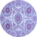 Round Machine Washable Abstract Blue Modern Rug, wshabs4028blu