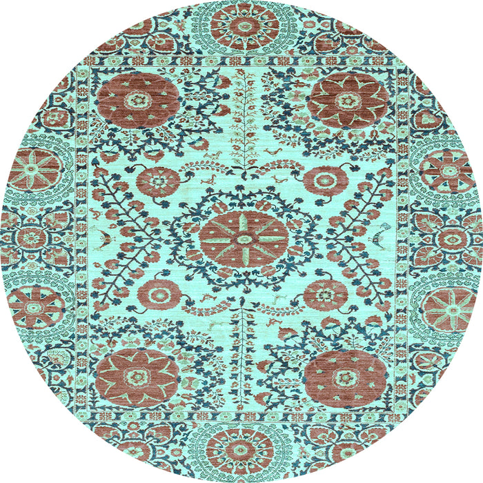 Round Abstract Light Blue Modern Rug, abs4028lblu