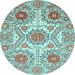 Round Abstract Light Blue Modern Rug, abs4028lblu