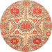 Round Machine Washable Abstract Mustard Yellow Rug, wshabs4028