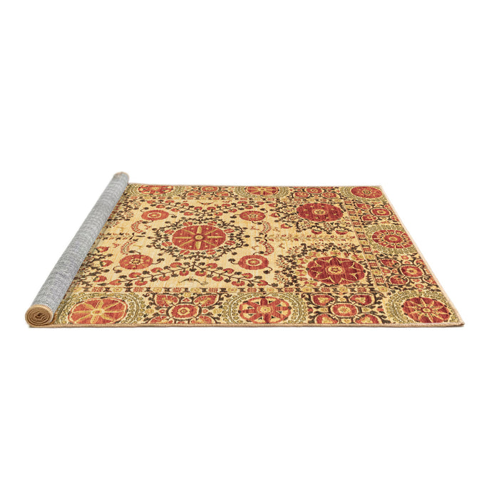 Sideview of Machine Washable Abstract Brown Modern Rug, wshabs4028brn