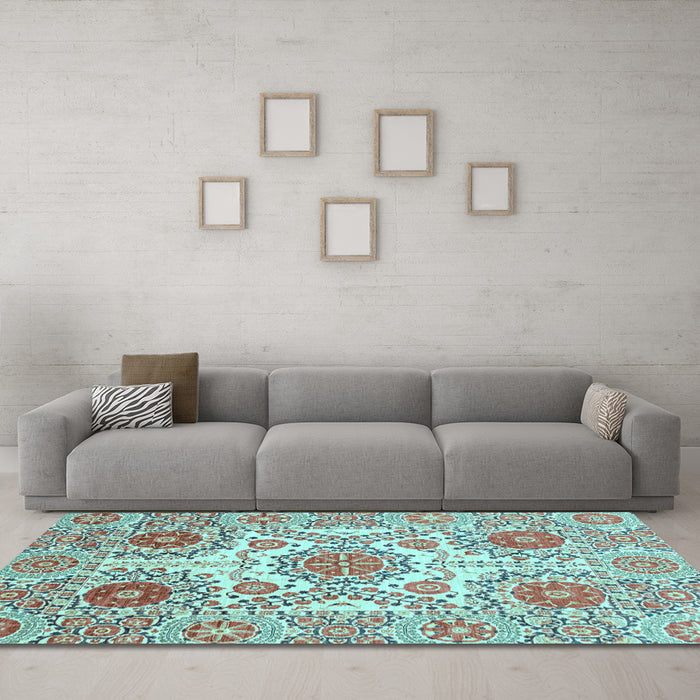 Machine Washable Abstract Light Blue Modern Rug in a Living Room, wshabs4028lblu