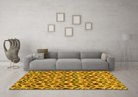 Machine Washable Abstract Yellow Modern Rug, wshabs4029yw