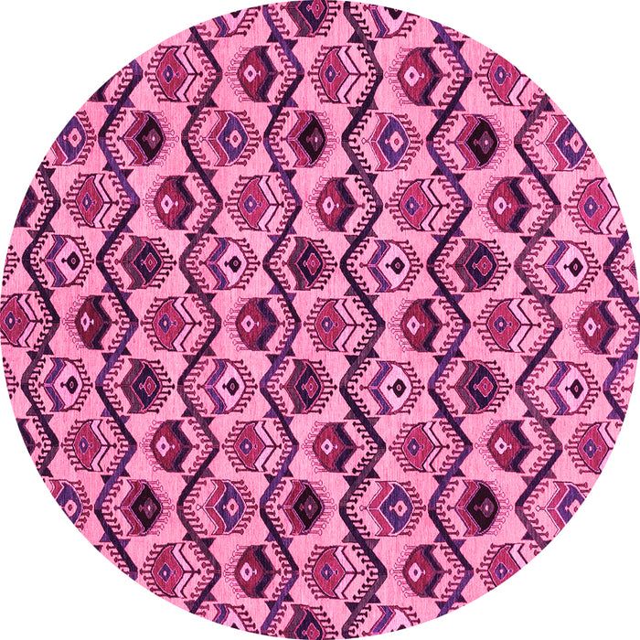 Round Abstract Pink Modern Rug, abs4029pnk