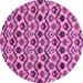 Round Machine Washable Abstract Purple Modern Area Rugs, wshabs4029pur