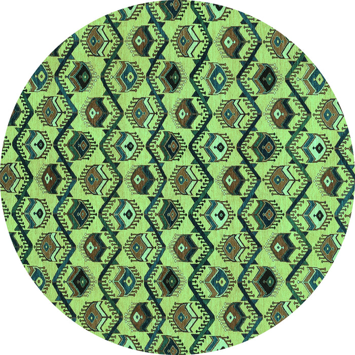 Round Machine Washable Abstract Turquoise Modern Area Rugs, wshabs4029turq