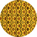 Round Machine Washable Abstract Yellow Modern Rug, wshabs4029yw