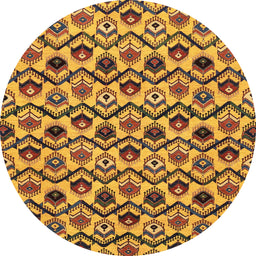 Round Abstract Red Brown Modern Rug, abs4029