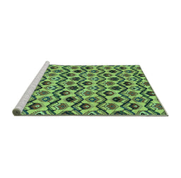Sideview of Machine Washable Abstract Turquoise Modern Area Rugs, wshabs4029turq