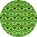 Round Machine Washable Abstract Green Modern Area Rugs, wshabs4029grn