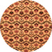 Round Machine Washable Abstract Orange Modern Area Rugs, wshabs4029org