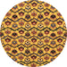 Round Machine Washable Abstract Red Brown Rug, wshabs4029