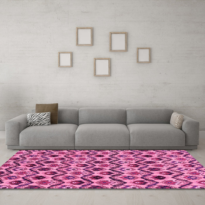 Machine Washable Abstract Pink Modern Rug in a Living Room, wshabs4029pnk