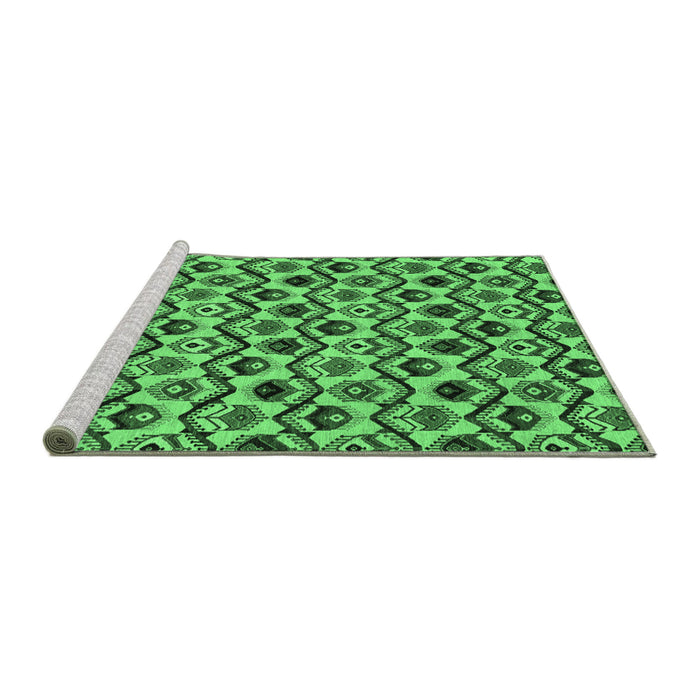 Sideview of Machine Washable Abstract Emerald Green Modern Area Rugs, wshabs4029emgrn
