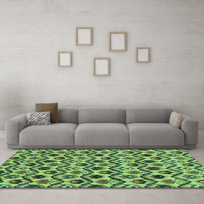Machine Washable Abstract Turquoise Modern Area Rugs in a Living Room,, wshabs4029turq