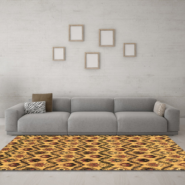 Machine Washable Abstract Brown Modern Rug in a Living Room,, wshabs4029brn