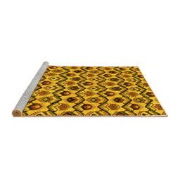 Sideview of Machine Washable Abstract Yellow Modern Rug, wshabs4029yw