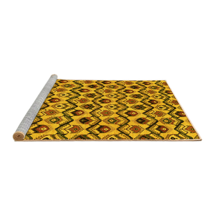 Sideview of Machine Washable Abstract Yellow Modern Rug, wshabs4029yw