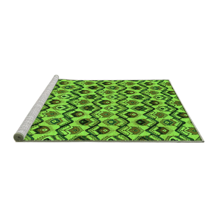 Sideview of Machine Washable Abstract Green Modern Area Rugs, wshabs4029grn