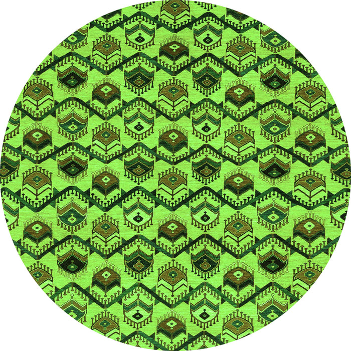 Round Abstract Green Modern Rug, abs4029grn