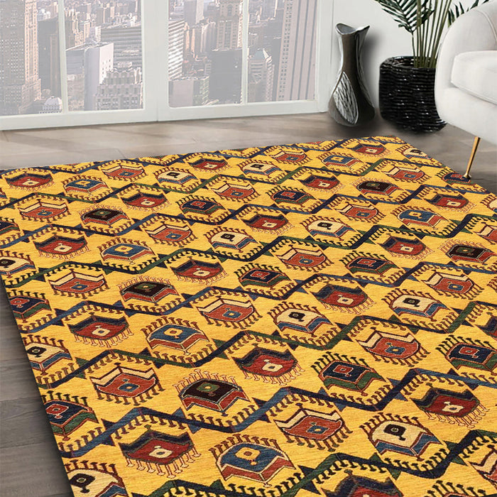 Machine Washable Abstract Red Brown Rug in a Family Room, wshabs4029