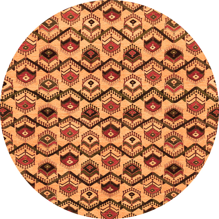 Round Abstract Orange Modern Rug, abs4029org