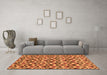 Machine Washable Abstract Orange Modern Area Rugs in a Living Room, wshabs4029org