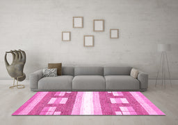 Machine Washable Solid Pink Modern Rug in a Living Room, wshabs402pnk