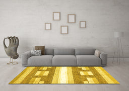 Machine Washable Solid Yellow Modern Rug in a Living Room, wshabs402yw