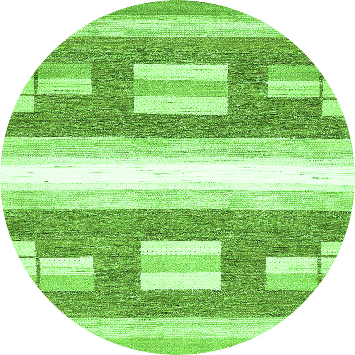Round Machine Washable Solid Green Modern Area Rugs, wshabs402grn