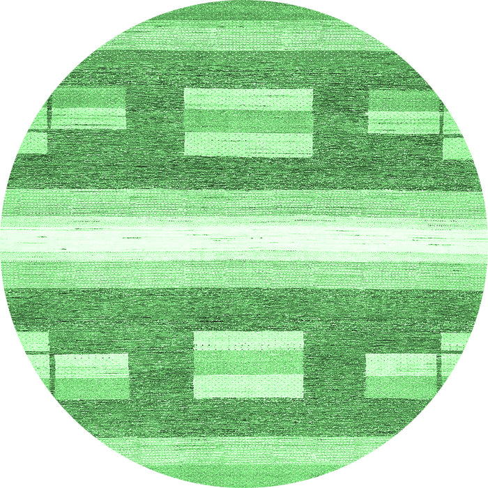 Round Machine Washable Solid Emerald Green Modern Area Rugs, wshabs402emgrn