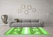 Machine Washable Solid Green Modern Area Rugs in a Living Room,, wshabs402grn