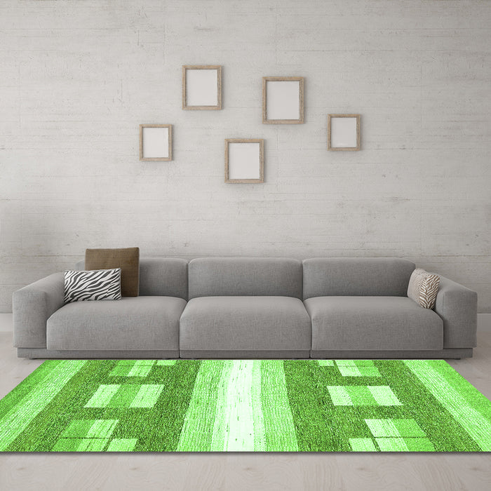 Machine Washable Solid Green Modern Area Rugs in a Living Room,, wshabs402grn