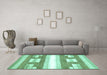 Machine Washable Solid Turquoise Modern Area Rugs in a Living Room,, wshabs402turq