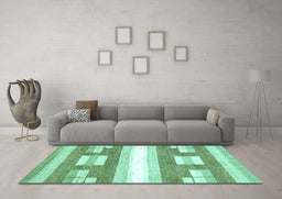 Machine Washable Solid Turquoise Modern Area Rugs in a Living Room,, wshabs402turq