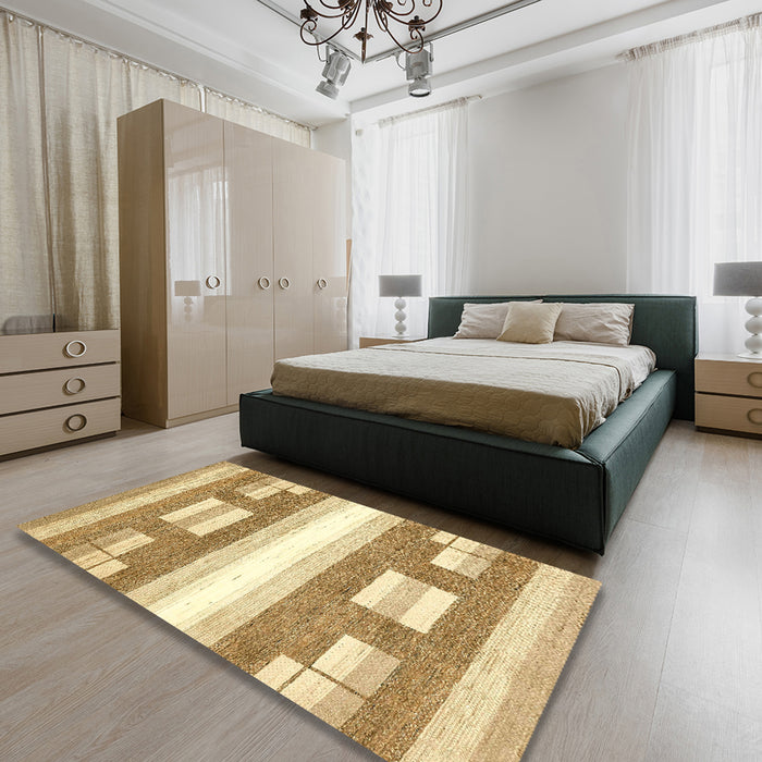 Abstract Cinnamon Brown Solid Rug in a Bedroom, abs402