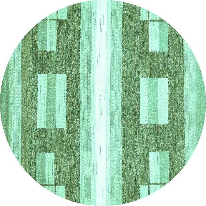 Round Machine Washable Solid Turquoise Modern Area Rugs, wshabs402turq