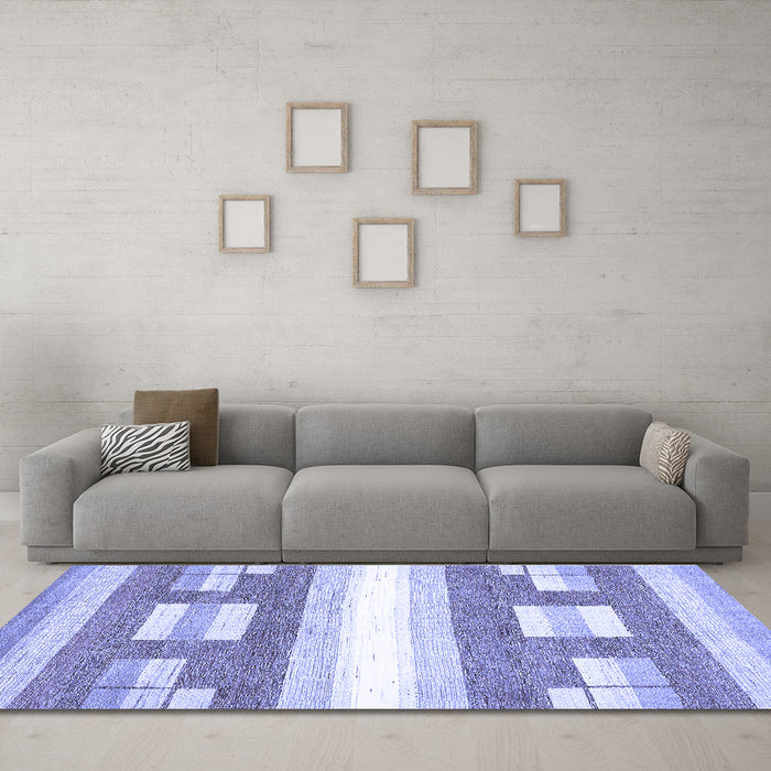 Machine Washable Solid Blue Modern Rug in a Living Room, wshabs402blu