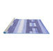 Sideview of Machine Washable Solid Blue Modern Rug, wshabs402blu